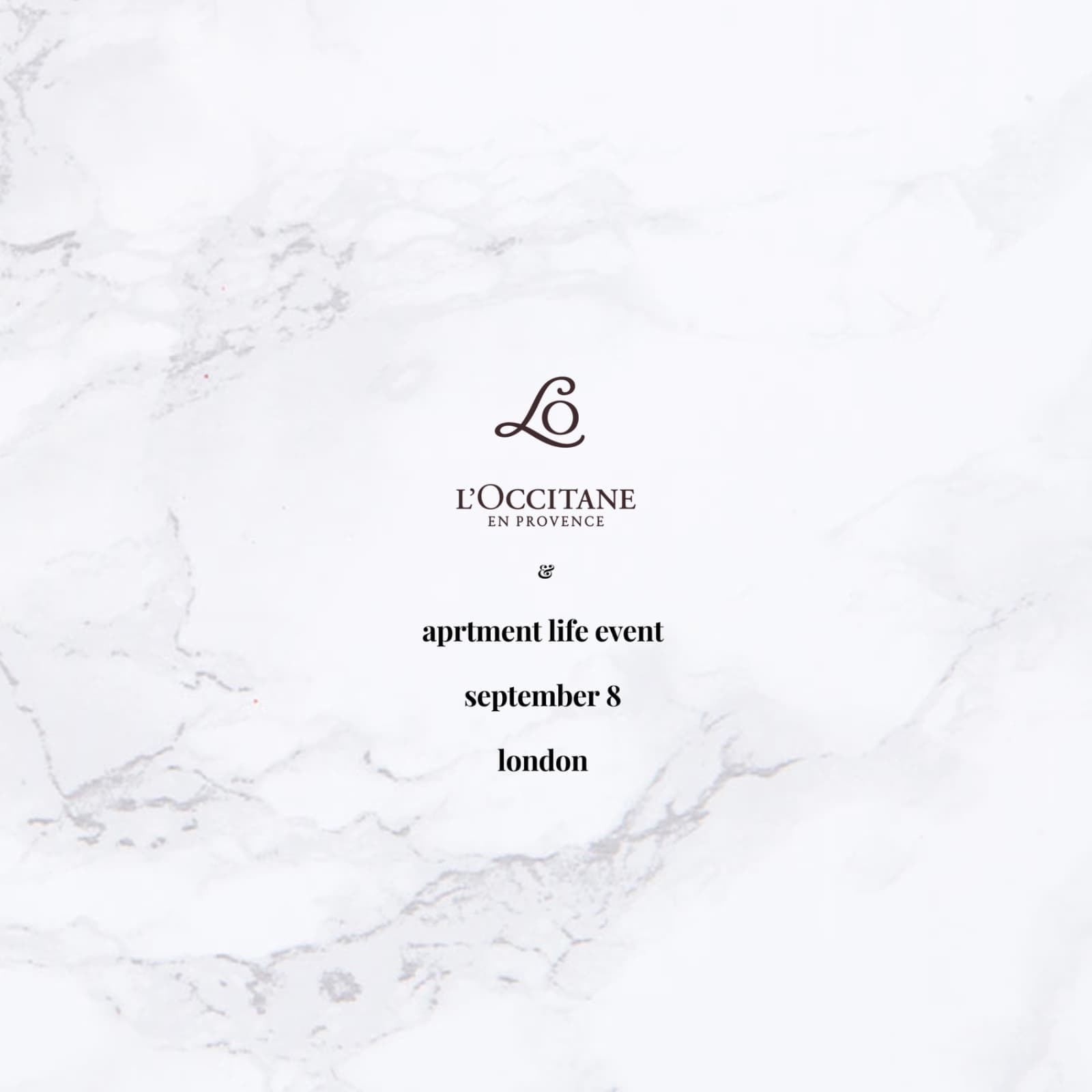 the L'Occitane en Provence & aprtment life Amande Sublime launch event flyer