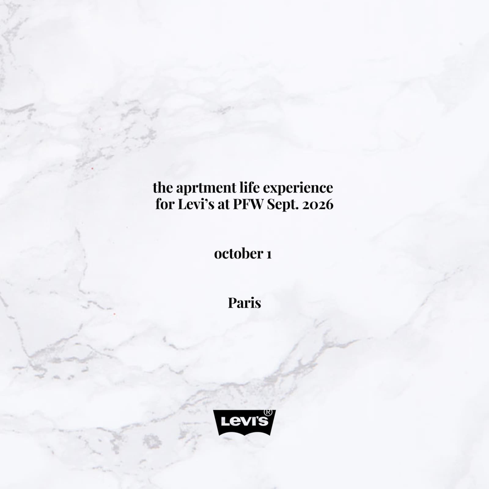 the aprtment life experience for Levi’s at pfw sept. 2026 flyer